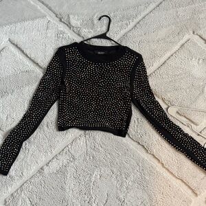 AKIRA Black Studded Crop Top